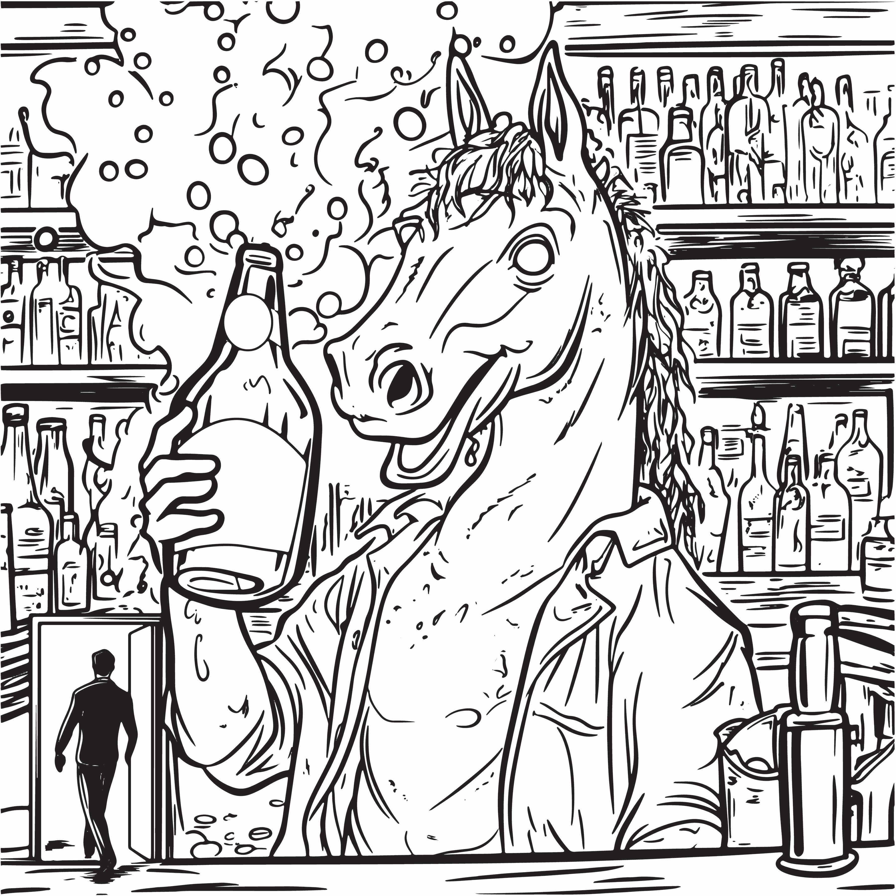Horse Popping Champagne