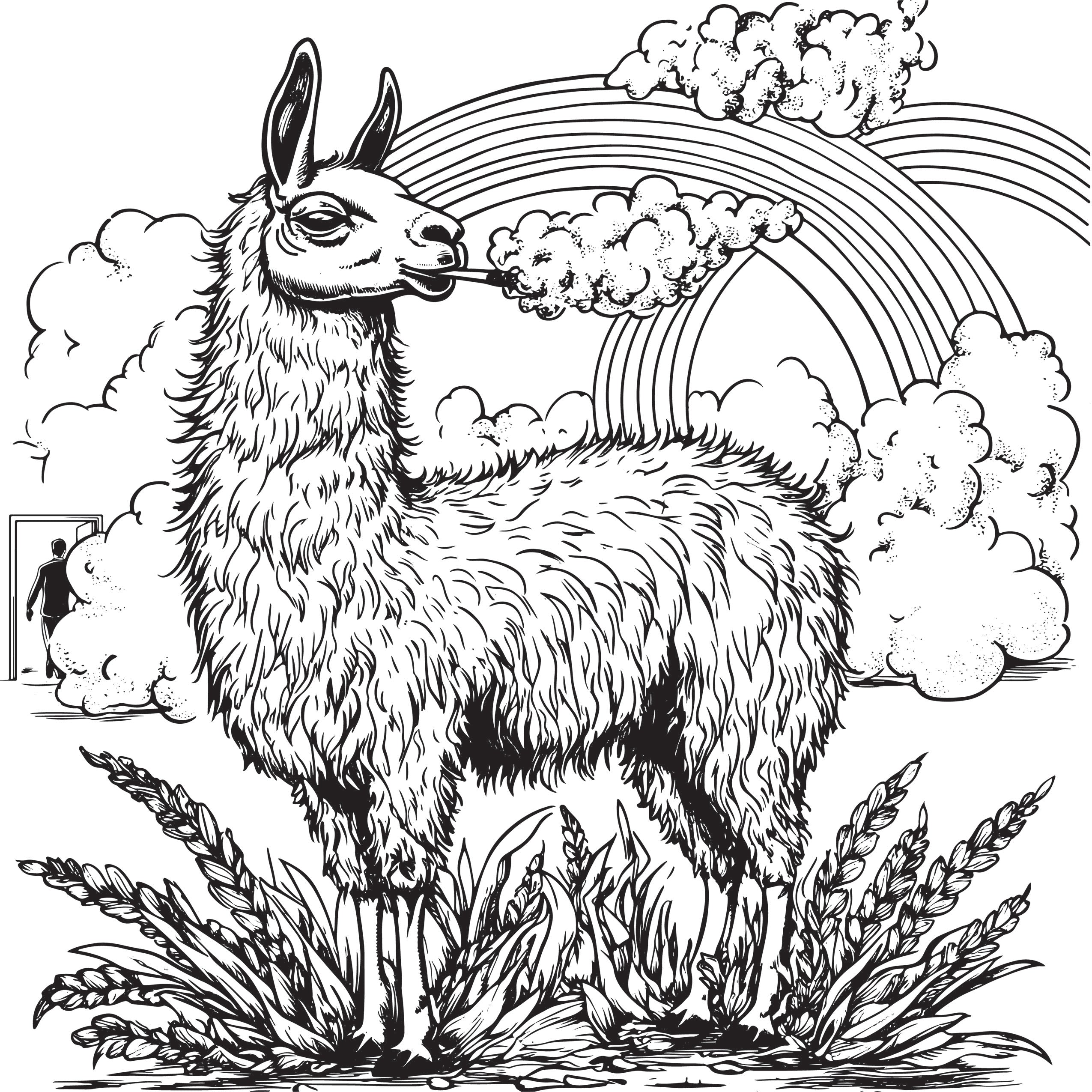 Salvia Smoking Llama