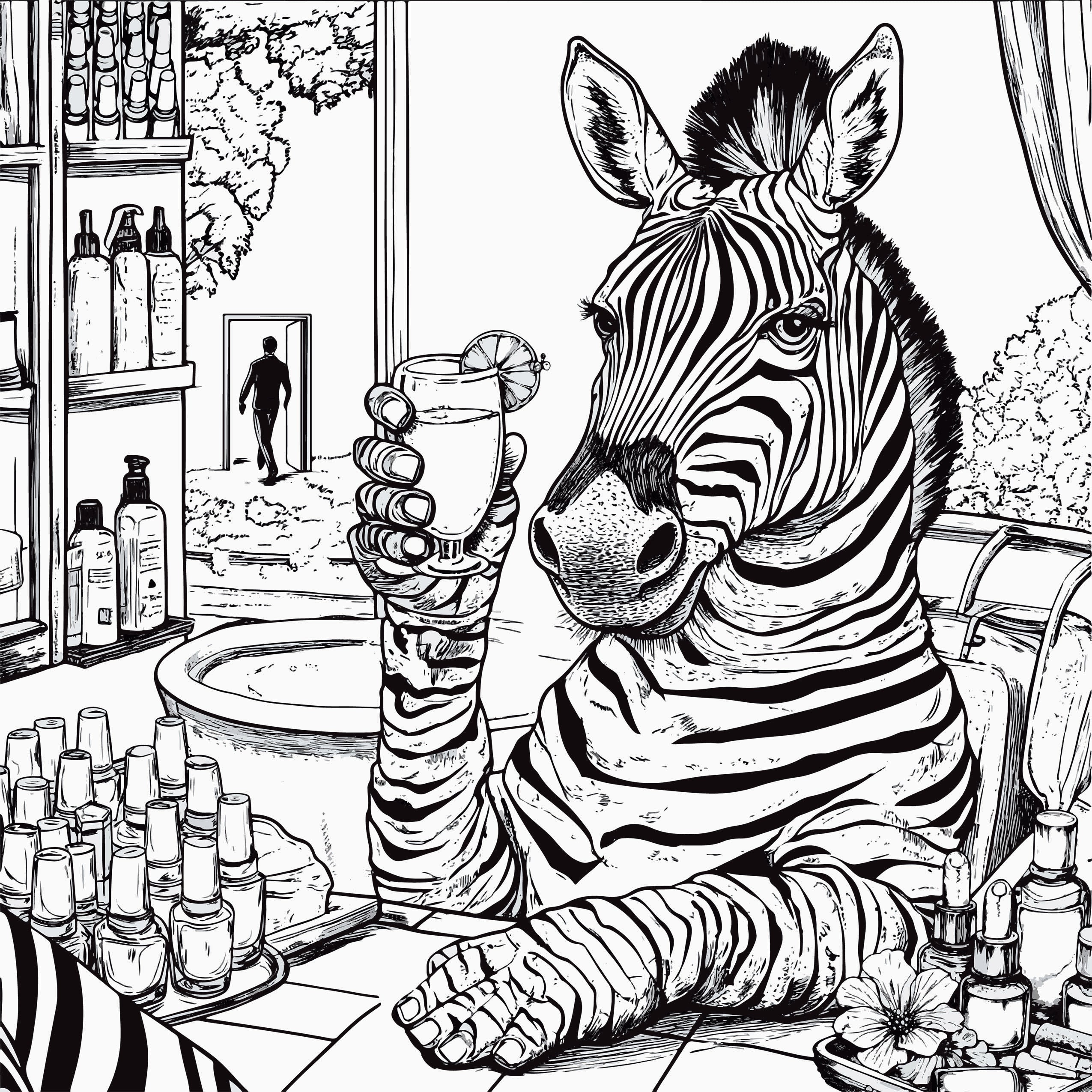 Zebra Manicure While Drinking Mimosas