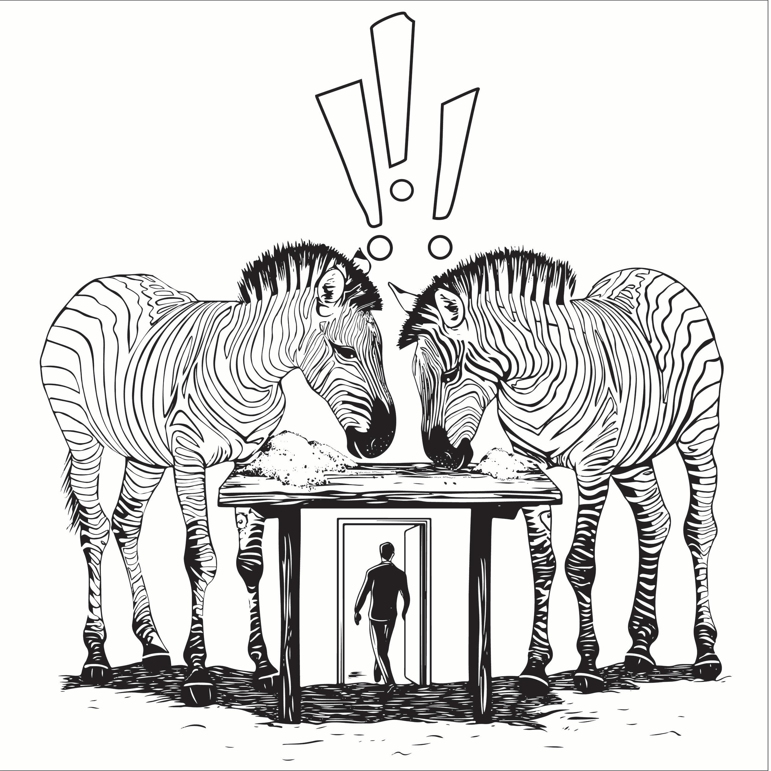 Zebras Sniffing Lines